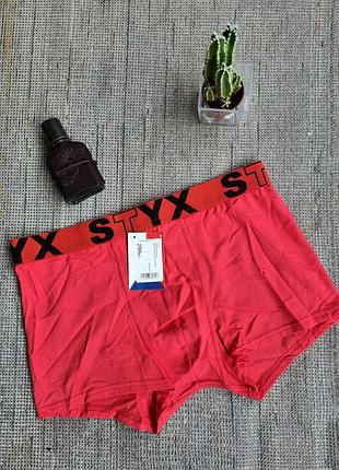 Чоловічі коттонові трусики боксери styx червоні