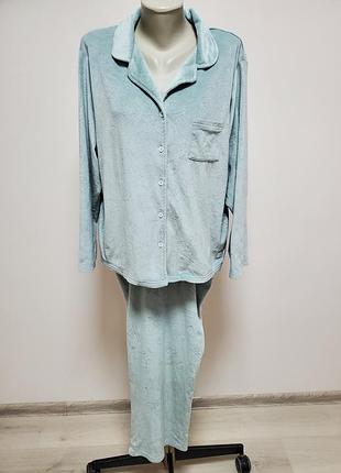 Красивая брендовая флисовая пижама батал мятного цвета