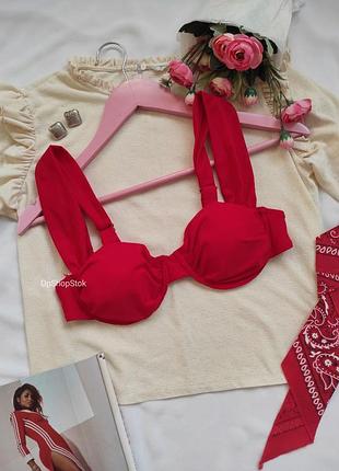 Красный лиф купальника с широкими бретелями верх купальника