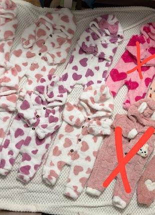 Махрові, утеплені дитячі ромпери/комбінезони, розмір 62-68