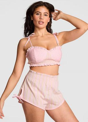 Бавовняний набір топ і шортики victoria's secret 🔥акція! 🔥 даруємо знижку 10%