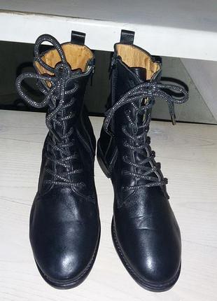Nelson (нидерланды)-черные кожаные ботинки 38 размер (24,5 см)