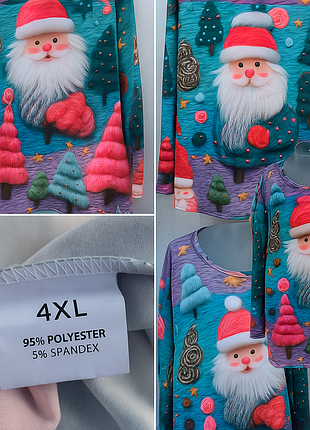 Яркий женский новогодний лонгслив с принтом санты 🎅