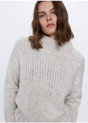 Тёплый свитер zara из смеси шерсти и альпаки женский свитер под горло