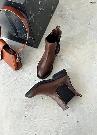 Демісезонні черевики челсі коричневі утеплення фліс