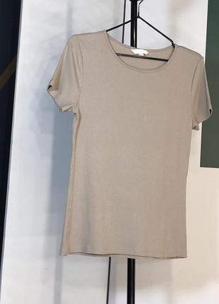 Футболка базова беж мокко жіноча футболка в рубчик щільна