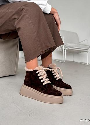 Черевики жіночі натуральний замш коричневі шоколад