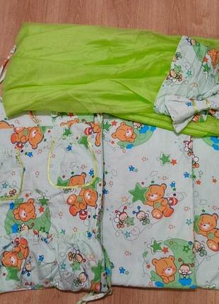 Детская постель в кроватку с держателем для балдахина