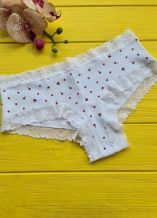 Трусики в рубчик с кружевом victorias secret