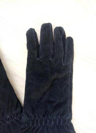 Замшевые черные перчатки кожа2 фото