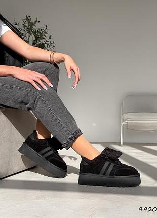 Кросівки кеди жіночі натуральний замш чорні