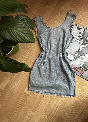 Платье мини джинс по фигуре приталеное