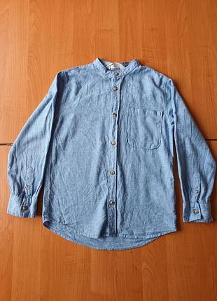 Рубашка для мальчика 8-9 лет, лен+ хлопок.