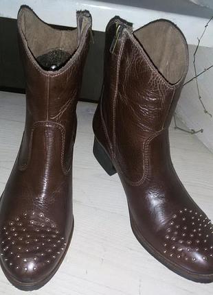 Стильные утепленные коричневые кожаные итальянские ботинки р.39(25.7 см)