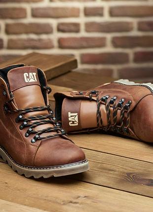 Кожаные зимние ботинки на меху cat rider expedition 3