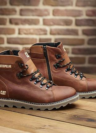 Кожаные зимние ботинки на меху cat rider expedition 7