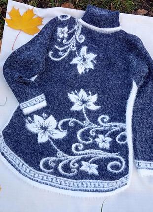 Женский длинный свитер туника альпака