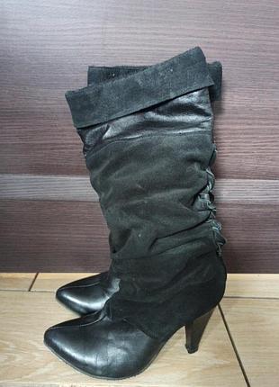 Демисезонные ботинки из натуральной кожи и замши