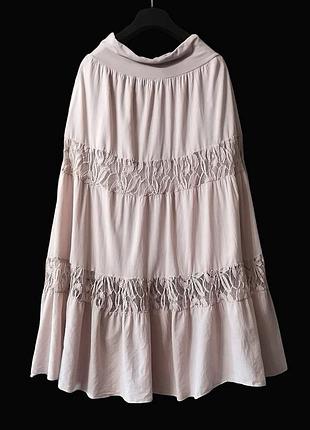 Довга бавовняна ярусна спідниця батист