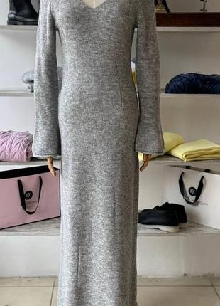Платье женское демисезонное с длинным рукавом теплое серое