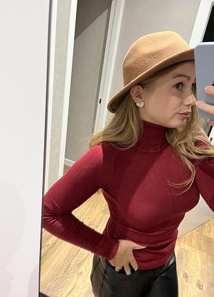 Бордовий жіночий водолазка гольф під шию cropp