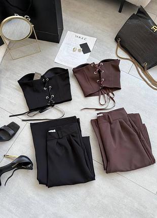 Костюм: топ/корсет з чашками + брюки палаццо