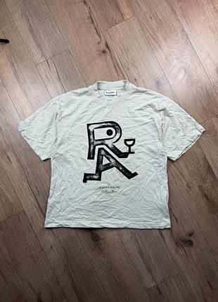 Футболка rootatelier by eugen lods бежева з великим принтом, розмір xl