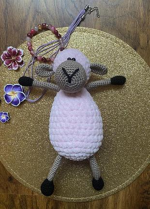 М'яка в'язана іграшка/амігурумі рожева вівця