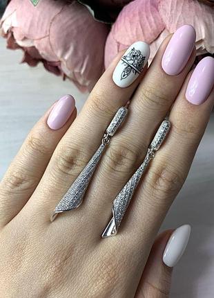 Серебряные серьги "блестящая вуаль", италия