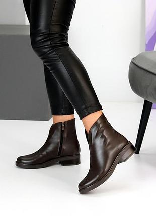 Черевики "vorin" жіночі шкіра фліс шоколад 25463