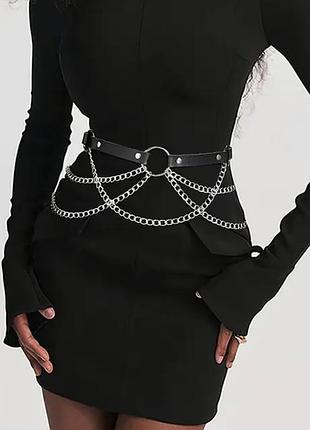 Ремінь з ланцюгами, готичний пояс, стильний трендовий пояс з ланцюжком