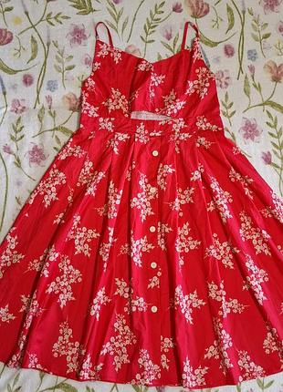 Платье сарафан fancyinn красное с цветочным принтом,р.xl/50