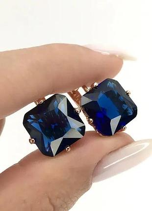 Сережки з квадратними цирконами (медичне золото)