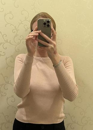 Жіноча кофта в рубчик пудрового кольору h&m розмір м