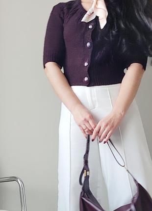 Теплый топ цвета бургунди на пуговицах размер с