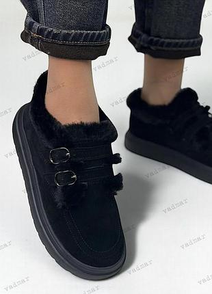 36-41 гг зимние ботинки-лоферы на платформе натуральная замша/кожа черные, капучино, бежевые