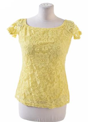 Жовтий мереживний топ з відкритими плечима dorothy perkins 14 розмір(xl)