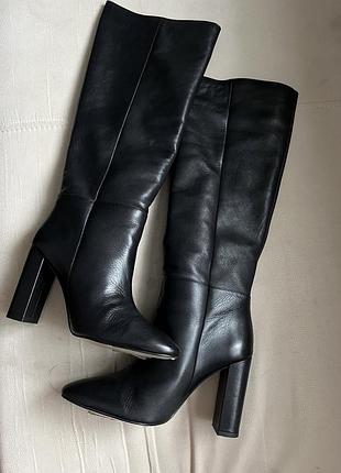 Натуральна шкіра! високі чоботи труби фірми mango mango