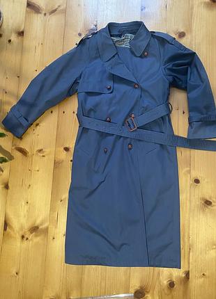 Ber kertex двобортний тренч плащ жіночий синього кольору з підкладкою теплою стан дуже хороший, фото на моделі розмір м, фото на моделі розмір s