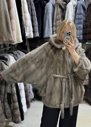 Шуба норкова шуба з капюшоном шуба натуральна