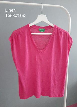 Лен трикотаж яркая футболка_#1