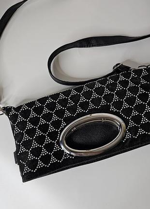 Клатч сумка женская черная со стразами