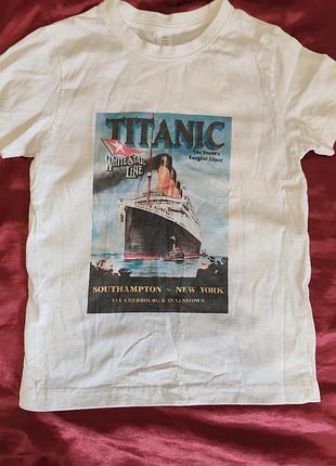 Белая детская футболка titanic 130