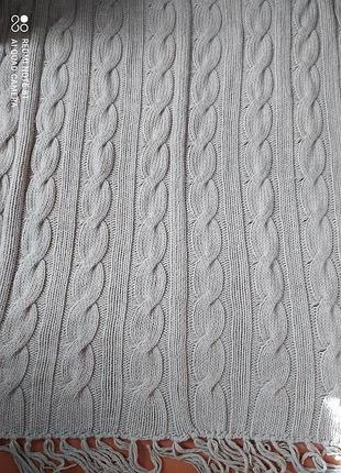 Вязаный бежевый плед, 166х146