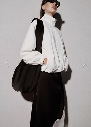 Велика чорна сатинова сумка шопер flow