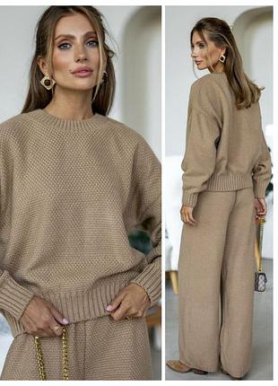 Теплый вязаный костюм: свитер + брюки (6 цветов) 50% шерсть