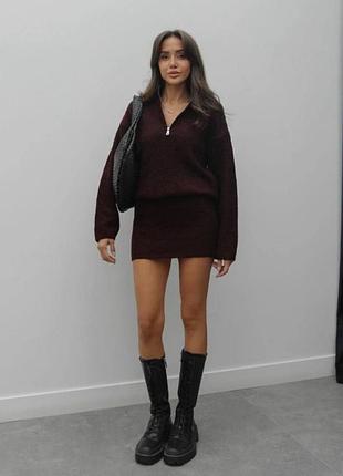 Жіночий повсякденний класичний діловий базовий ангоровий костюм двійка міні коротка спідниця юбка та кофта тканина дабл ангора