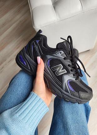 Жіночі зимові кросівки з хутром new balance 530 black ньюбеланс