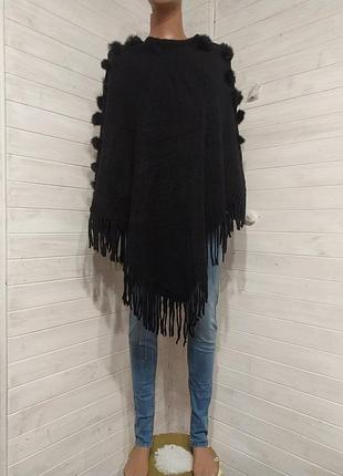Теплая накидка пончо 100х100