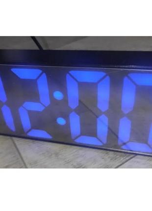 Годинник настільний електронний дзеркальний vst-895y чорний корпус синій світло